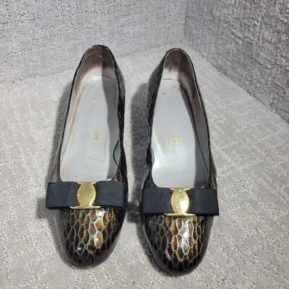 Alexandria Made in Italy Women's Size 7 US Brown Leather Animal print Pump Heels - Picture 1 of 12